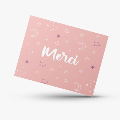 Carte de remerciement Glitter Forever Pink