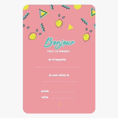 Carte de bienvenue Lemon Pink