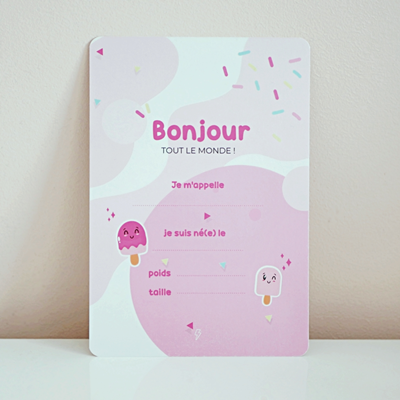 Carte de bienvenue Ice Cream Pink