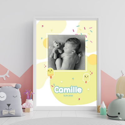 Petite affiche naissance Ice Cream yellow