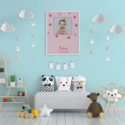 Grande affiche naissance Candy Pink