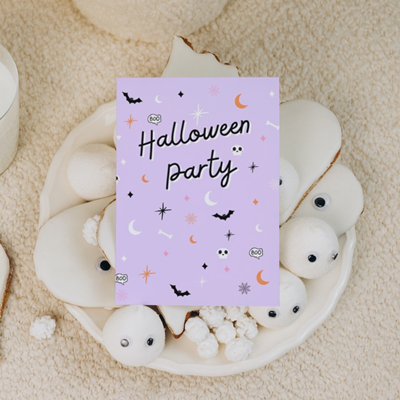 Invitations Halloween Party violettes