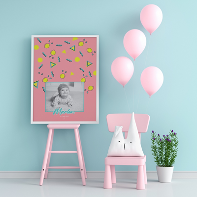 Grande affiche naissance Lemon Pink