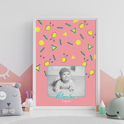 Petite affiche naissance Lemon pink