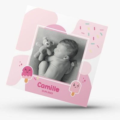 Faire-part de naissance Ice Cream Pink