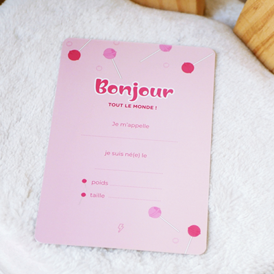 Carte de bienvenue Candy Pink