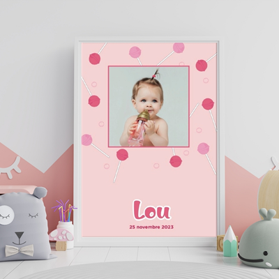 Petite affiche naissance Candy Pink