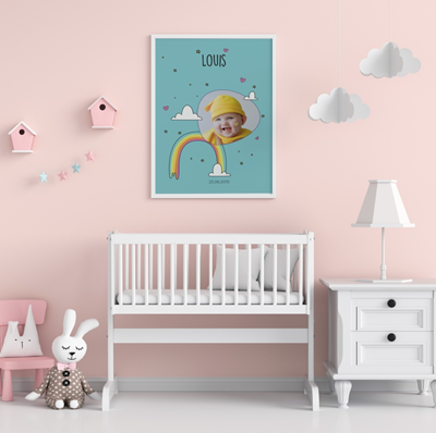 Grande affiche naissance Rainbow Blue