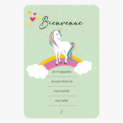 Carte de bienvenue Licorne 