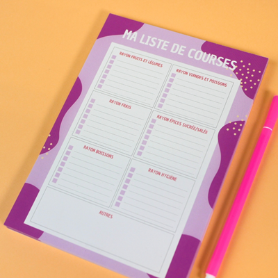 Ma liste de courses Pink Spot