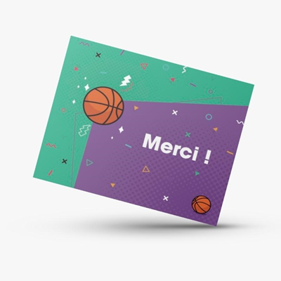 Carte de remerciement Basket Ball Purple