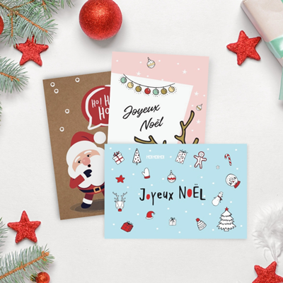 Lot de 3 Cartes de Noël Jingle Bells