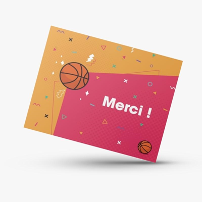 Carte de remerciement Basket Ball Orange