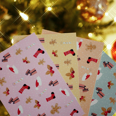 Lot de 4 Cartes de Noël Pattern