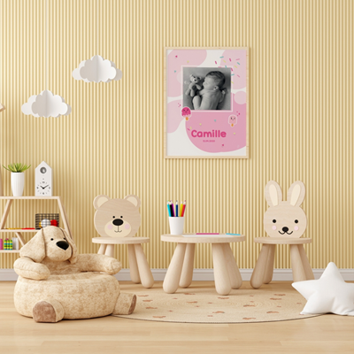 Grande affiche naissance Ice Cream pink