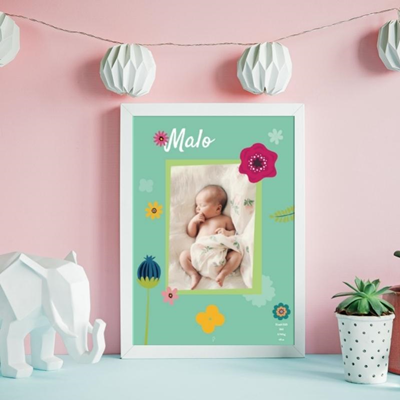 Petite affiche naissance Flower Power