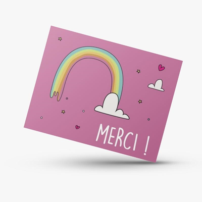 Carte de remerciement Rainbow Pink