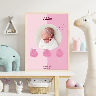 Petite affiche naissance Barbe à papa