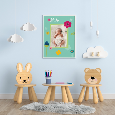 Grande affiche naissance Flower Power