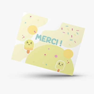 Carte de remerciement Ice Cream Yellow