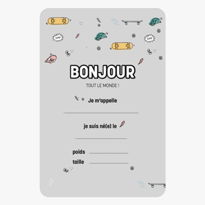 Carte de bienvenue Skater Boy