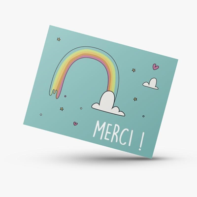 Carte de remerciement Rainbow Blue